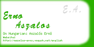 erno aszalos business card